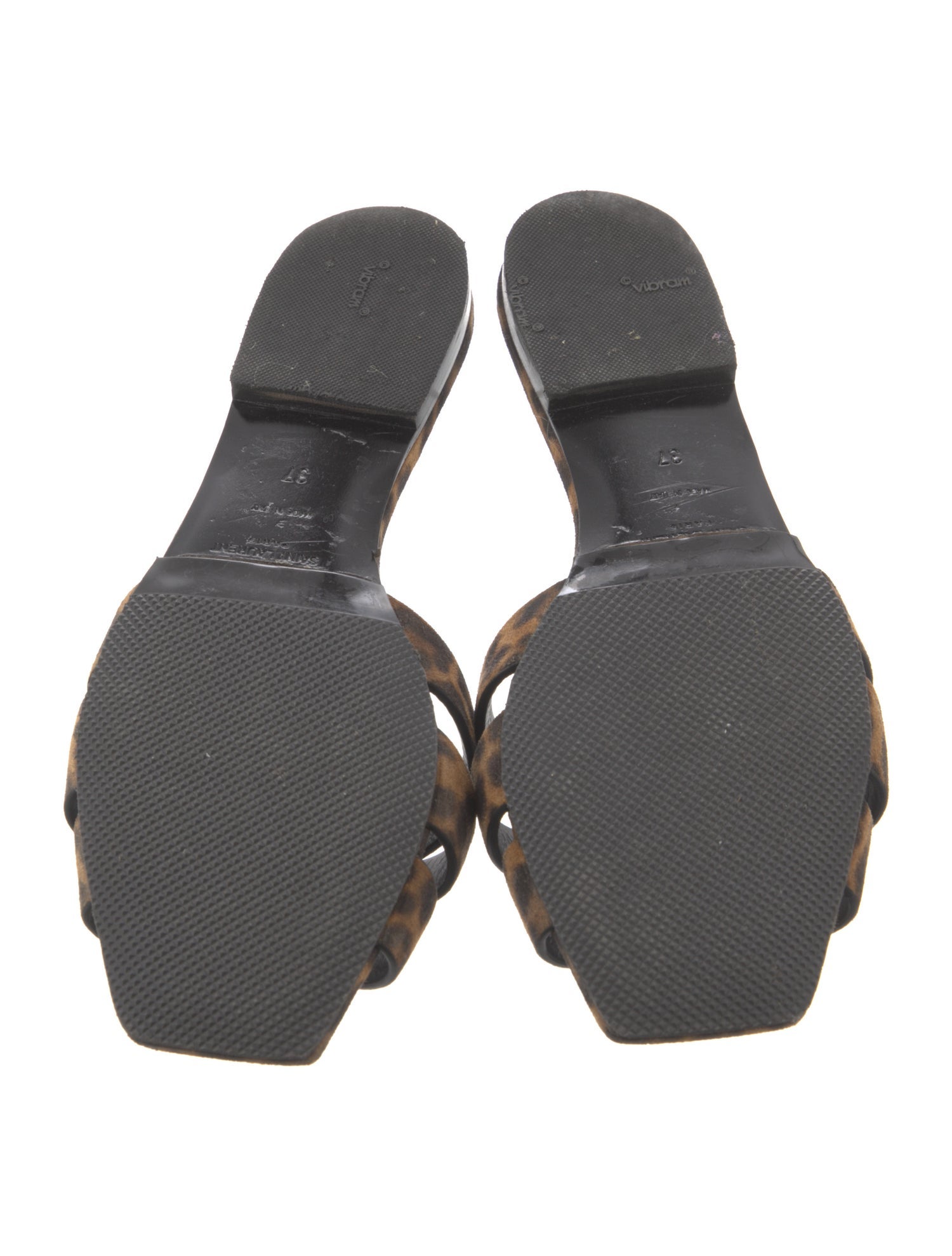 Saint Laurent Suede Animal Print Slides